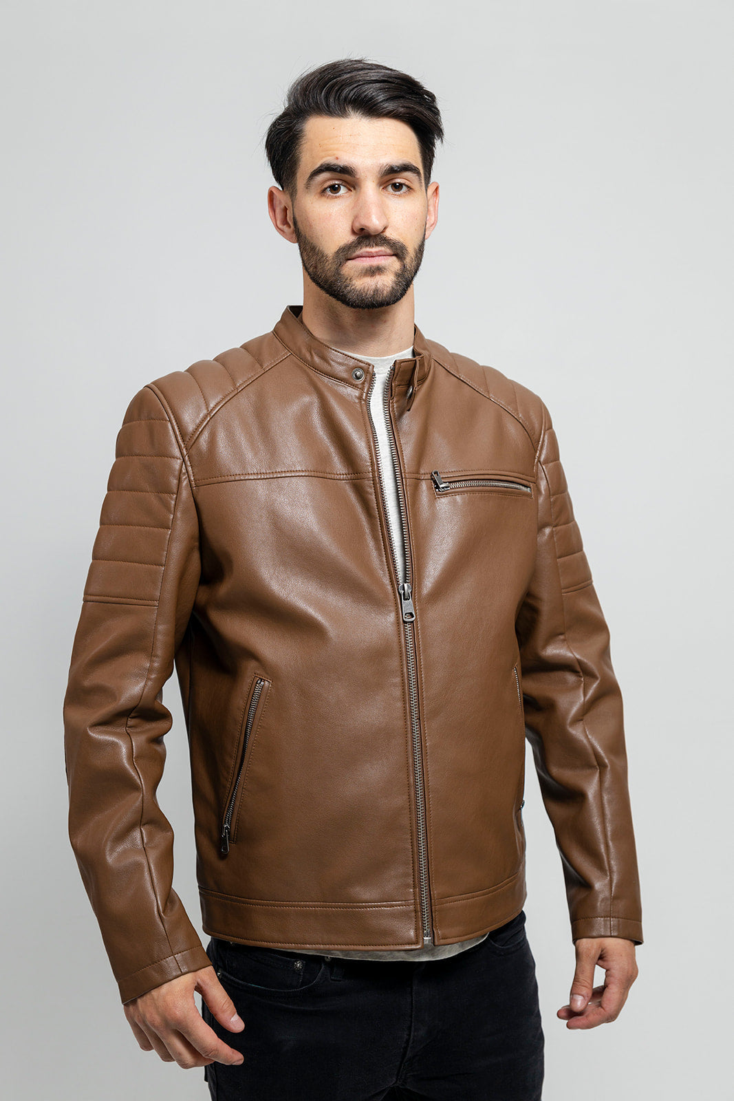 Tressivo-Dustin Men's Vegan Faux Leather Jacket - Tressivo
