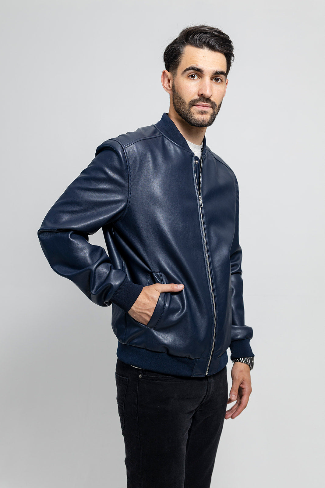 Tressivo-Justin Men's Vegan Faux Leather Jacket - Tressivo