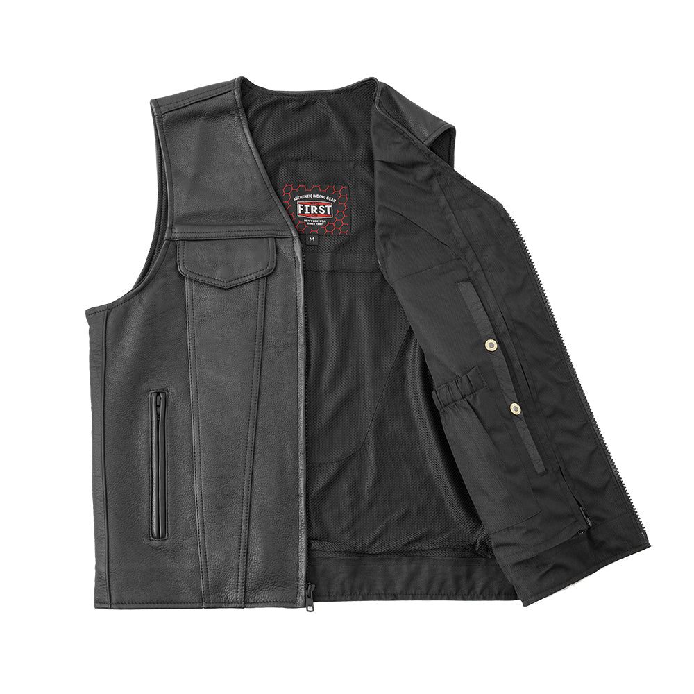 Tressivo-Badlands Men's Motorcycle Leather Vest - Tressivo