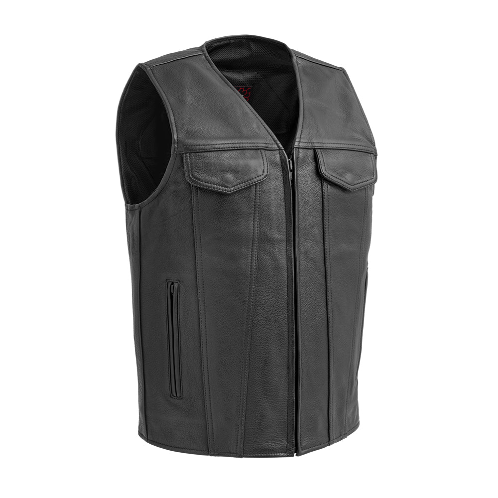 Tressivo-Badlands Men's Motorcycle Leather Vest - Tressivo