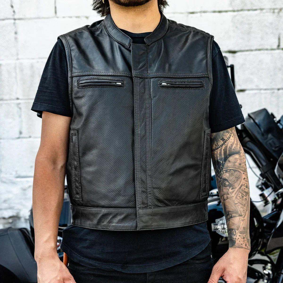 Tressivo-Lowrider Perforated Men's Leather Vest - Tressivo