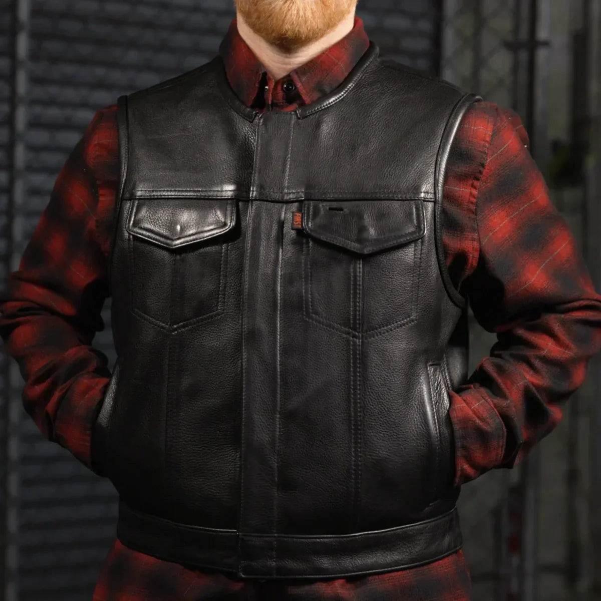 Tressivo-Lowside Men's Motorcycle Leather Vest - Tressivo