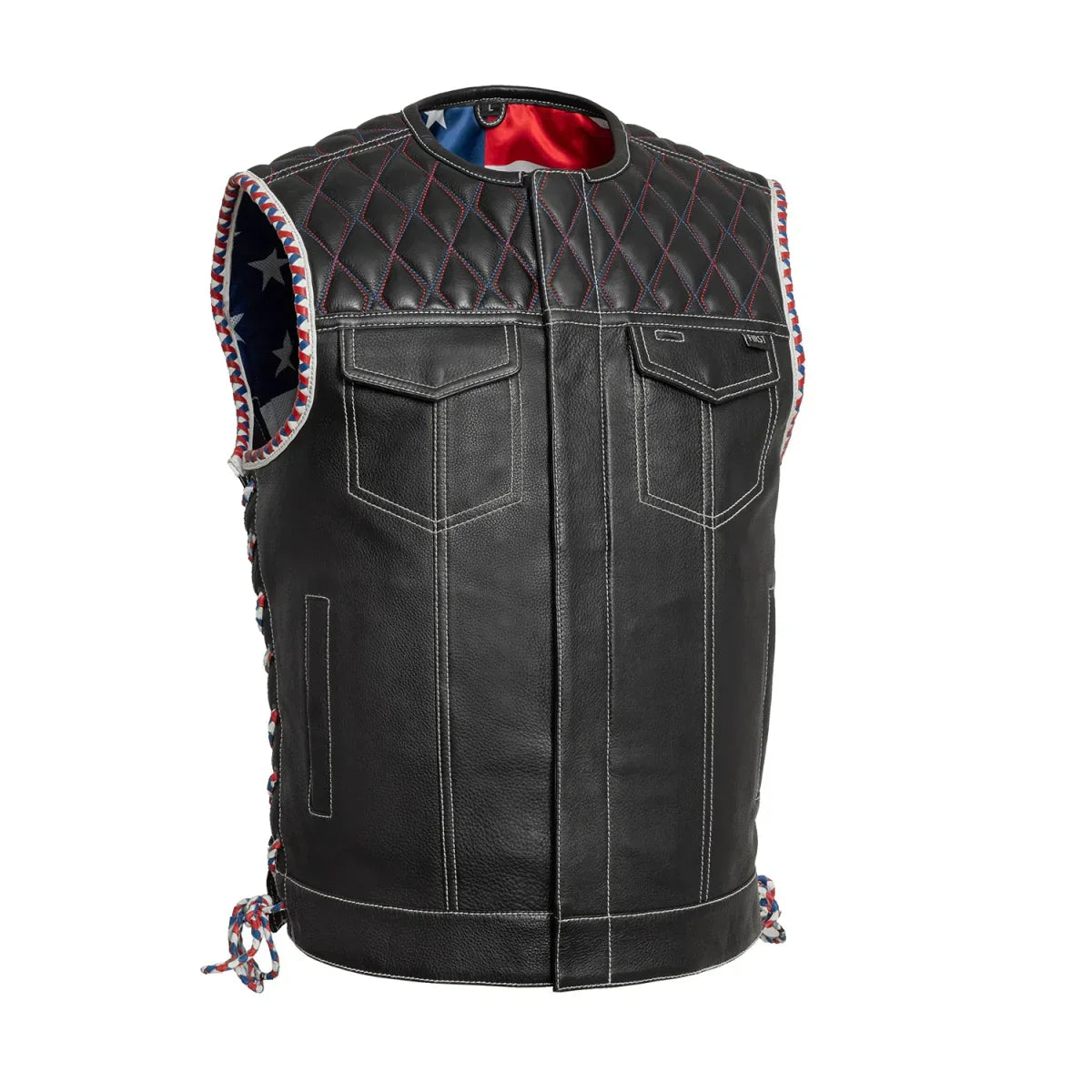 Tressivo-Captain Men's Motorcycle Leather Vest - Tressivo