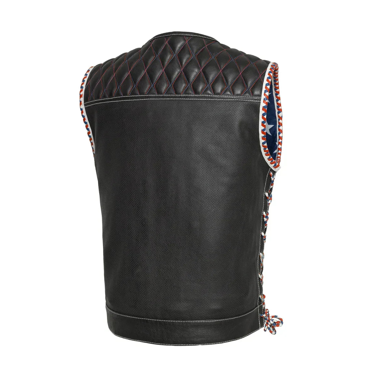 Tressivo-Captain Perforated Men's Motorcycle Leather Vest - Tressivo