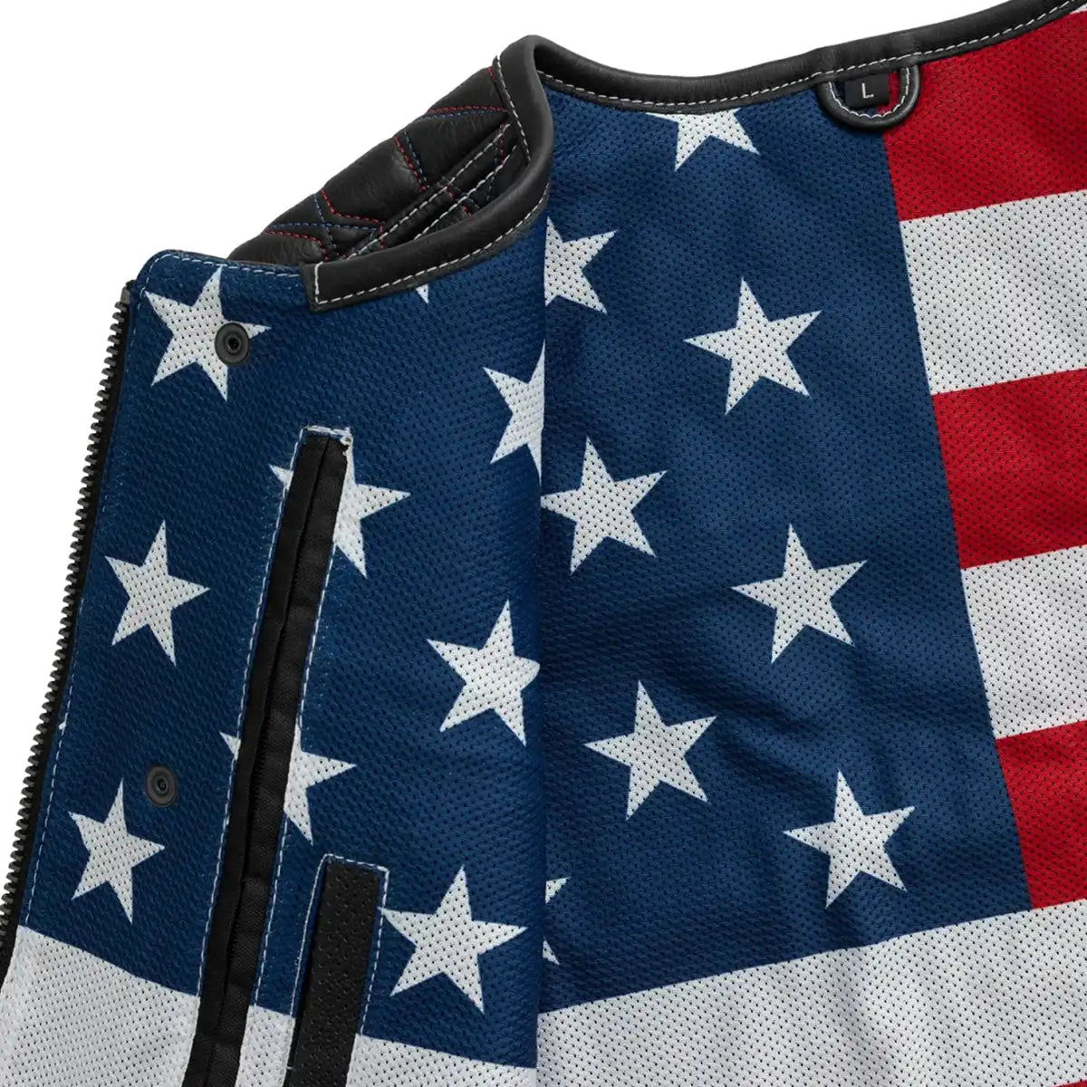 Tressivo-Captain Perforated Men's Motorcycle Leather Vest - Tressivo