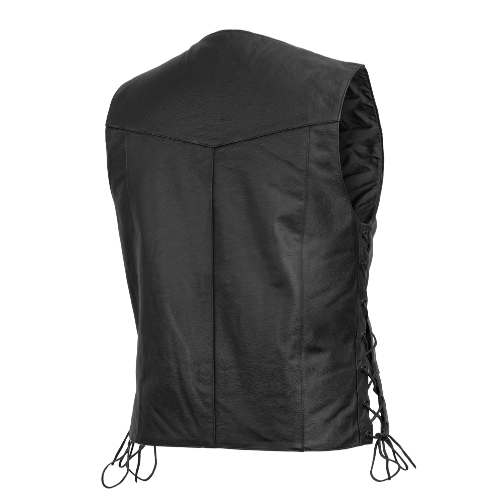 Tressivo-Carbine Men's Western Style Leather Motorcycle Vest - Tressivo