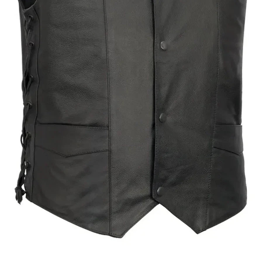 Tressivo-Carbine Men's Western Style Leather Motorcycle Vest - Tressivo