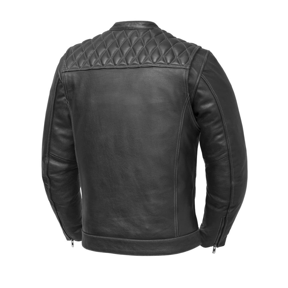 Tressivo-Cinder Men's Cafe Style Leather Jacket - Tressivo