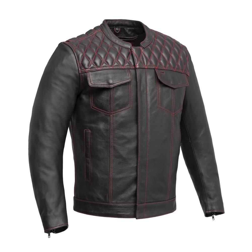 Tressivo-Cinder Men's Cafe Style Leather Jacket - Tressivo
