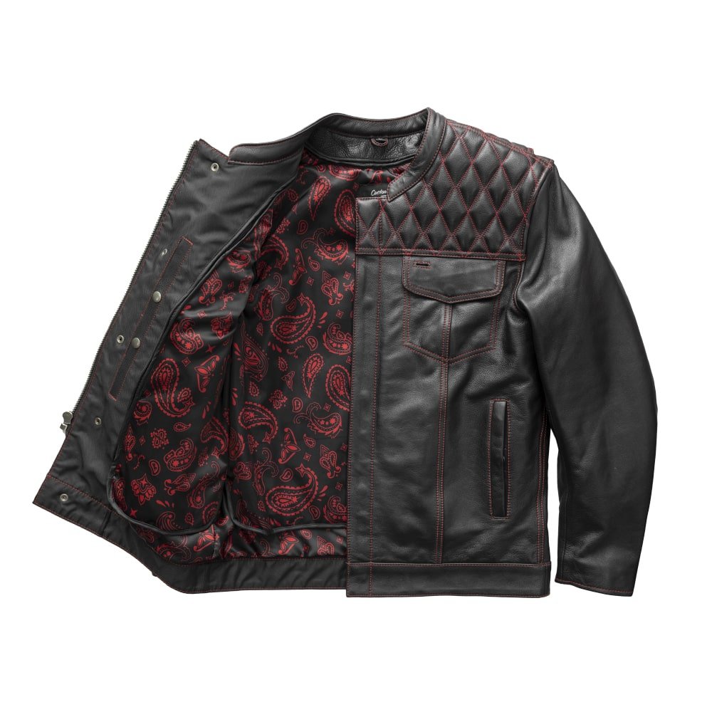 Tressivo-Cinder Men's Cafe Style Leather Jacket - Tressivo