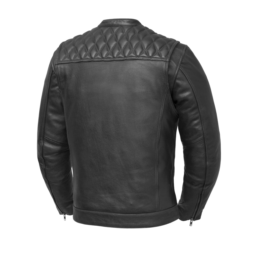 Tressivo-Cinder Men's Cafe Style Leather Jacket - Tressivo