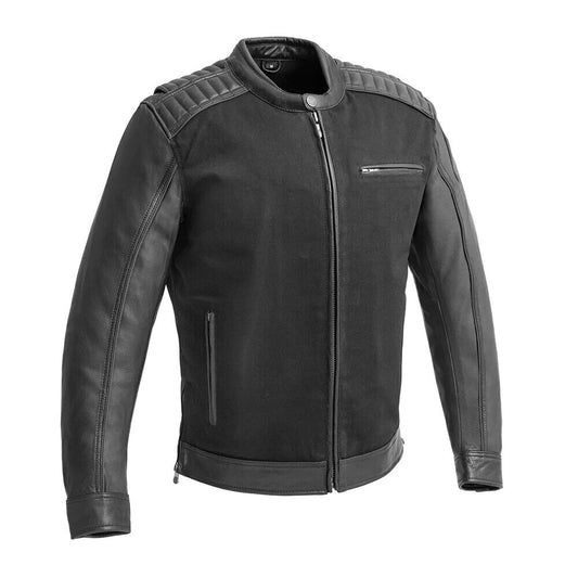 Tressivo-Daredevil Men's Motorcycle Twill/Leather Jacket - Tressivo