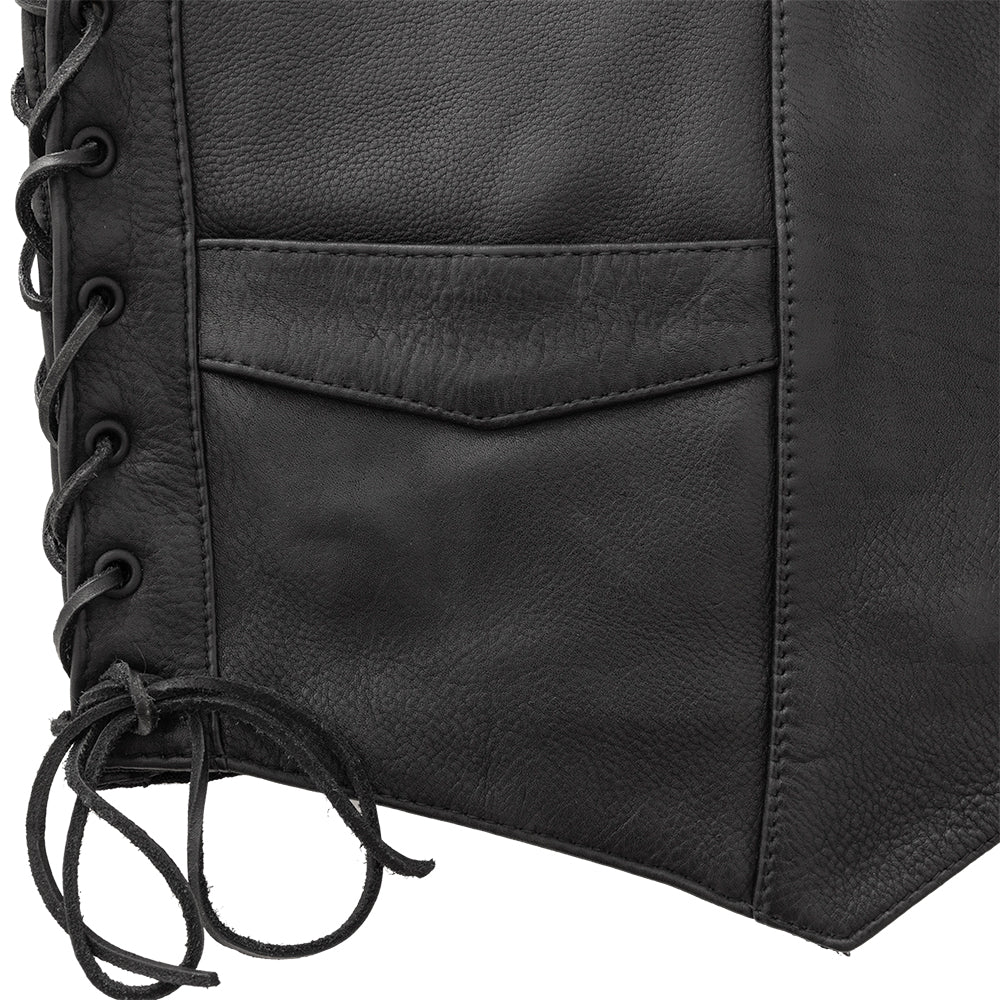 Tressivo-Deadwood Men's Motorcycle Western Style Leather Vest - Tressivo