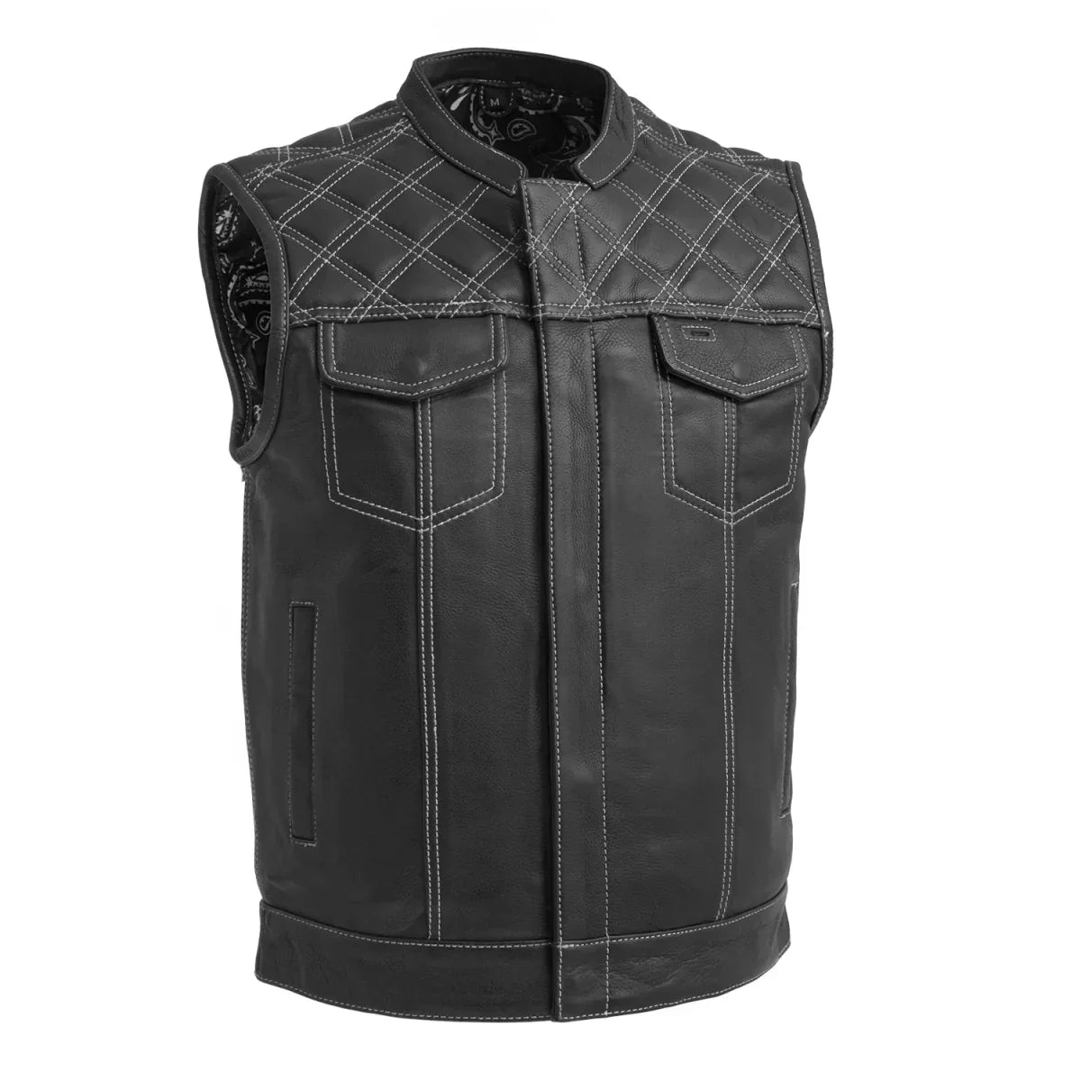 Tressivo-Downside Men's Motorcycle Leather Vest - Tressivo