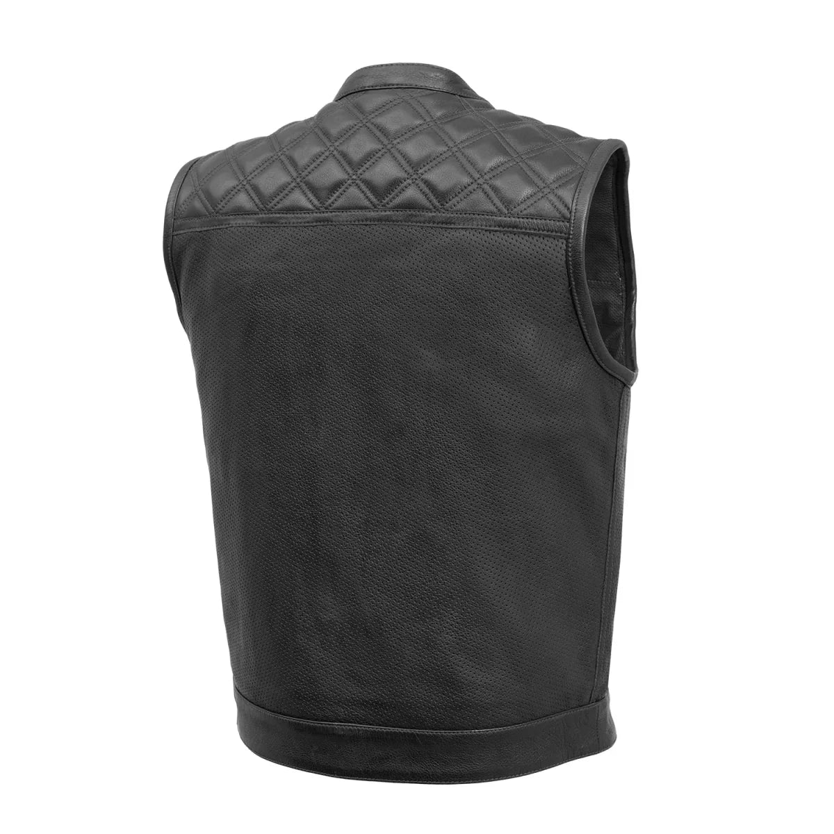 Tressivo-Downside Perforated Men's Motorcycle Leather Vest - Tressivo