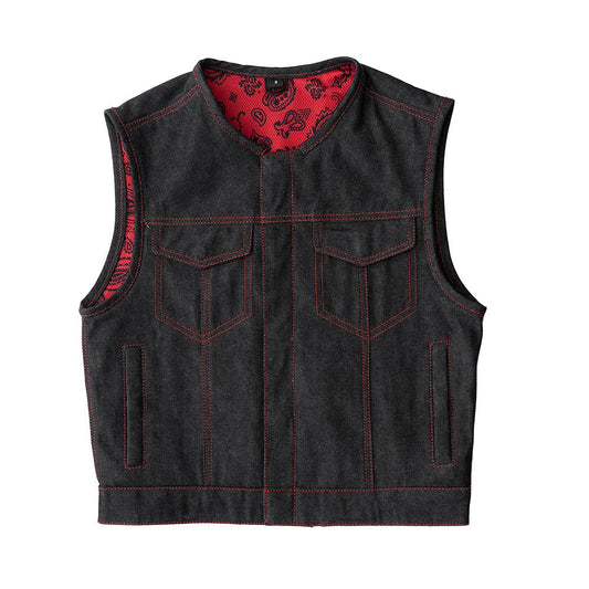 Tressivo-Ember Men's Motorcycle Denim Vest - Tressivo