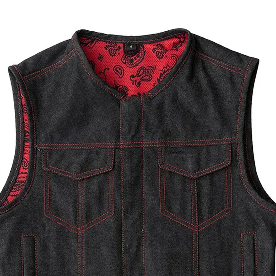 Tressivo-Ember Men's Motorcycle Denim Vest - Tressivo