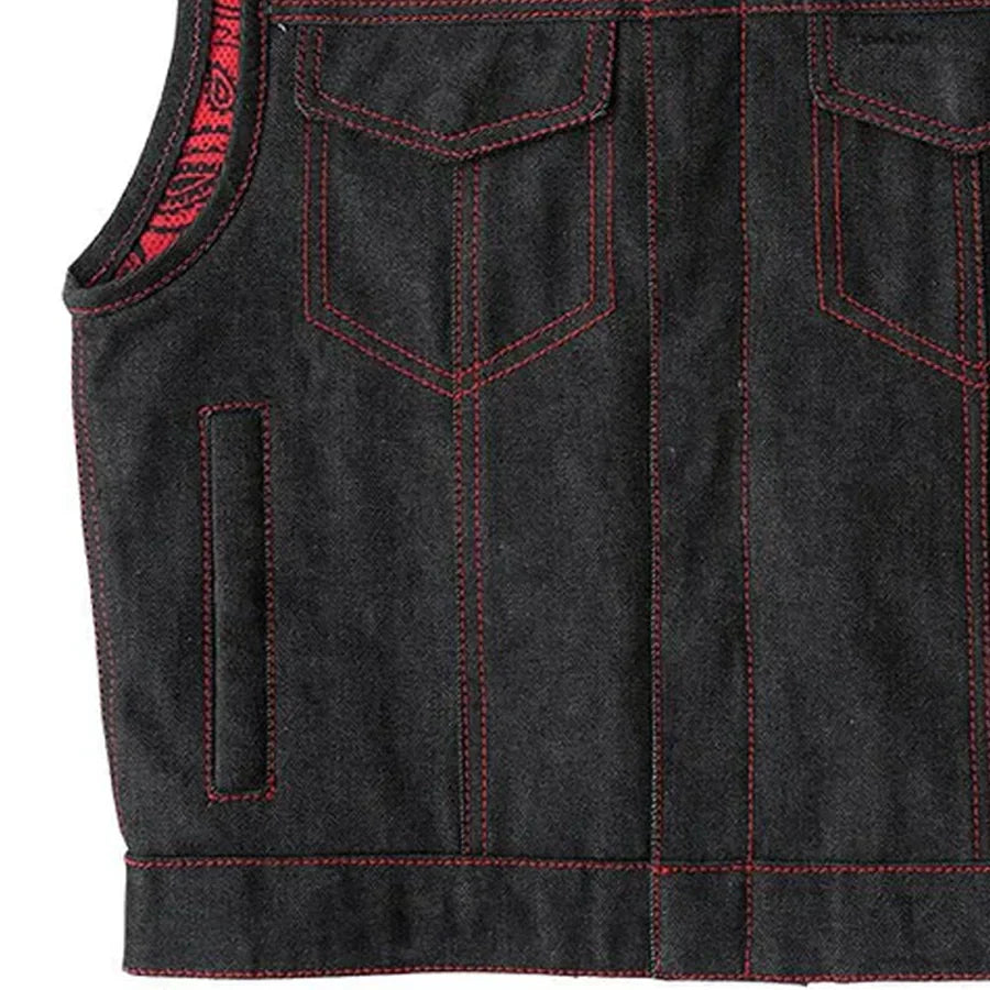 Tressivo-Ember Men's Motorcycle Denim Vest - Tressivo