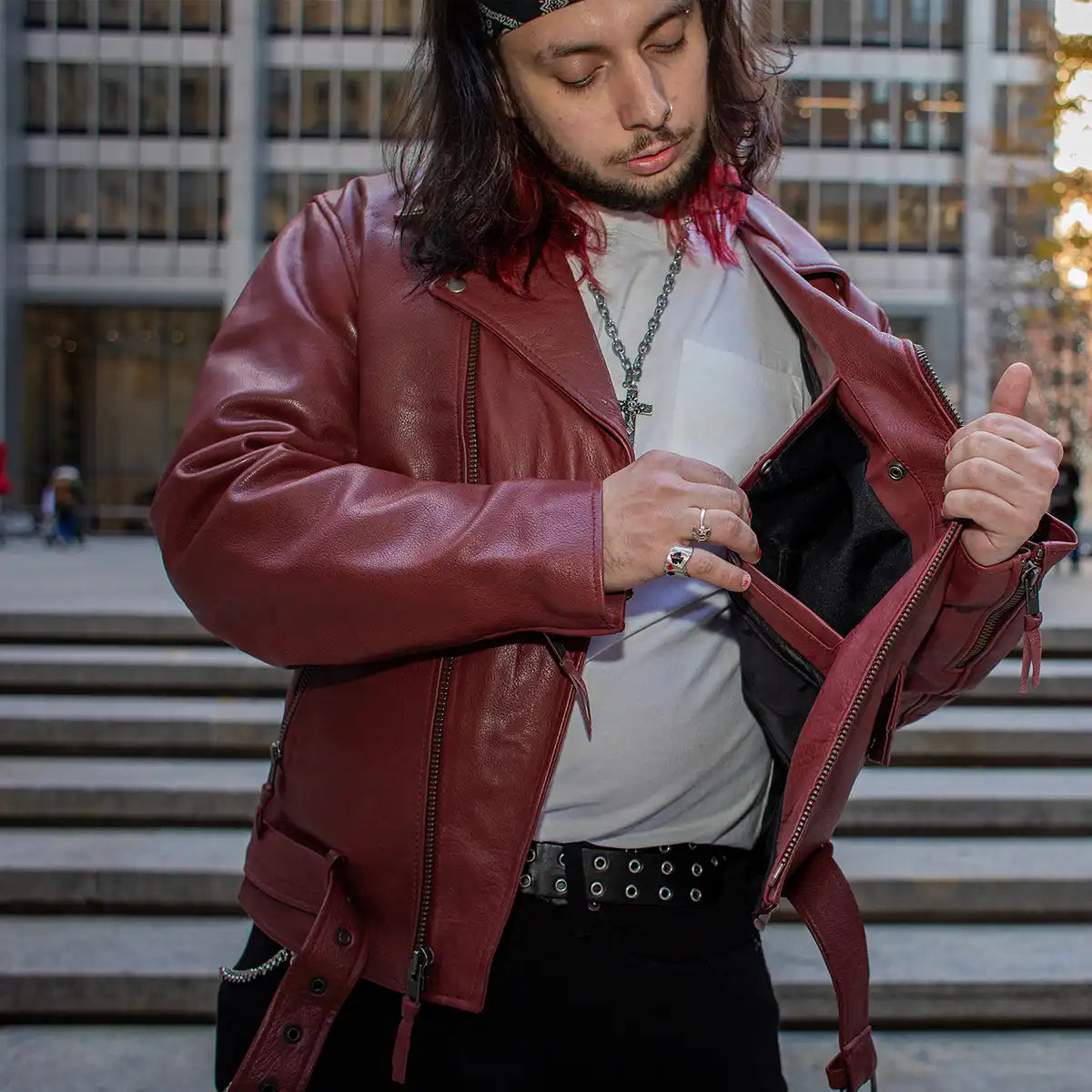 Tressivo-Fillmore Men's Motorcycle Leather Jacket - Tressivo