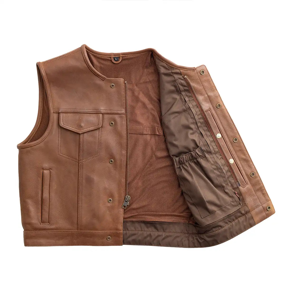 Tressivo-Lowside Men's Motorcycle Leather Vest - Tressivo