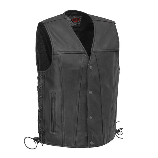 Tressivo-Gambler Men's Motorcycle Leather Vest - Tressivo