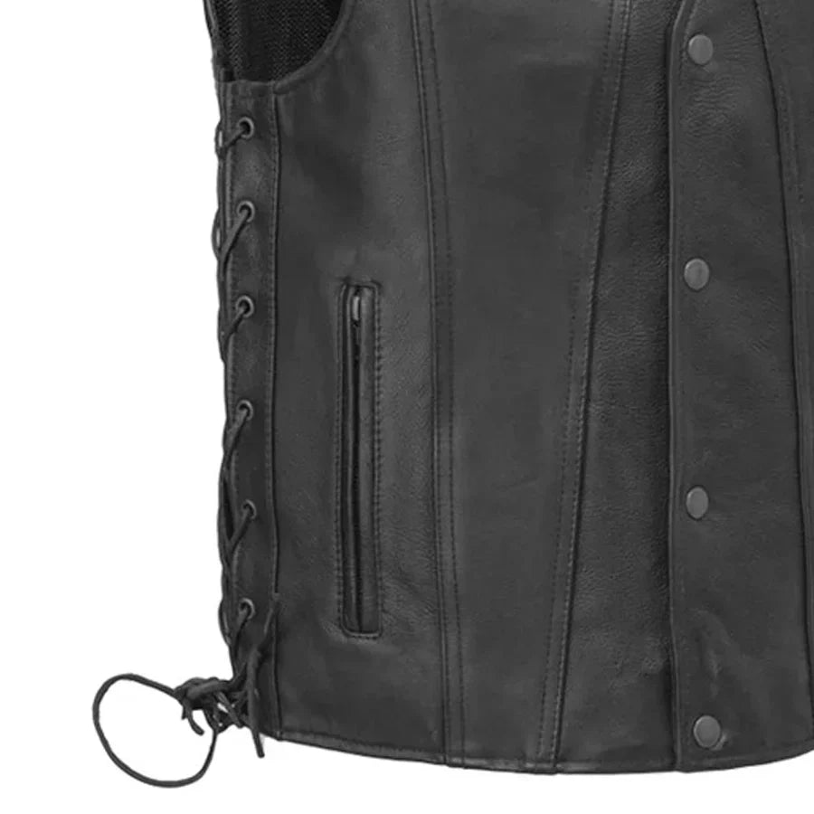 Tressivo-Gambler Men's Motorcycle Leather Vest - Tressivo
