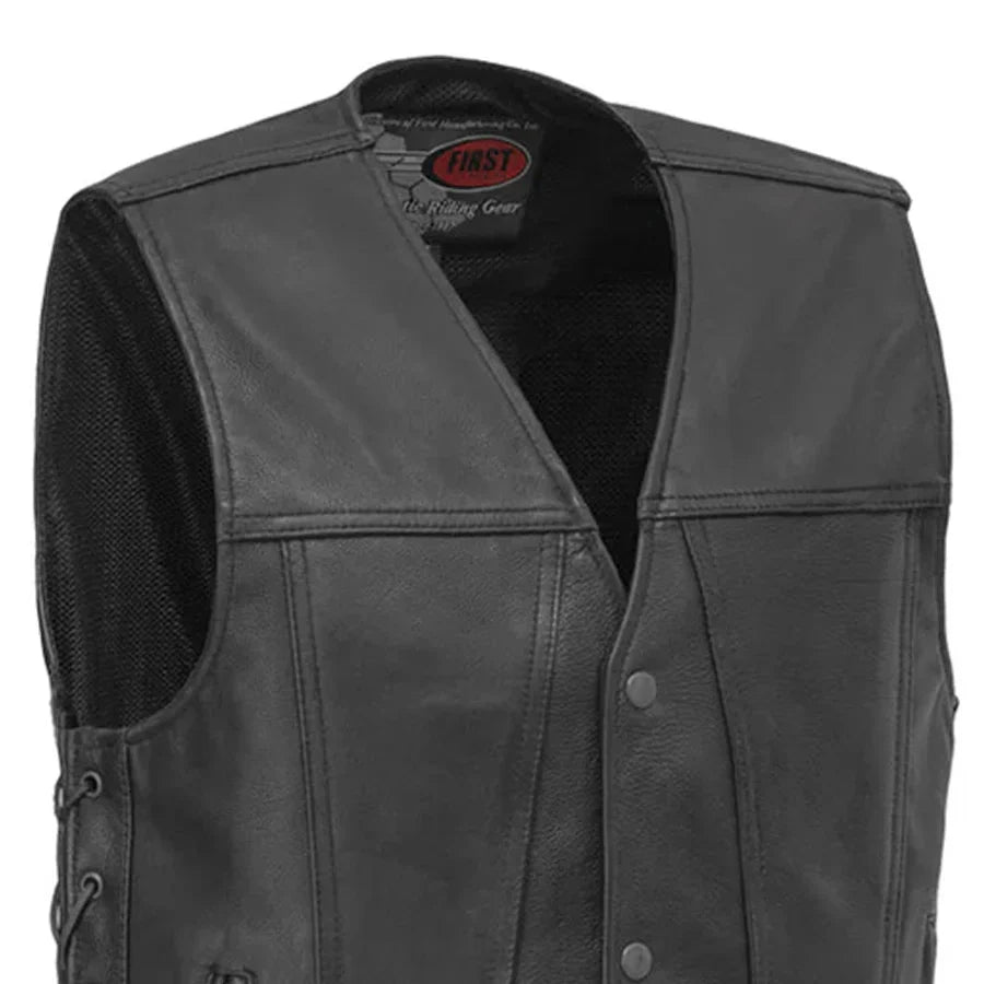 Tressivo-Gambler Men's Motorcycle Leather Vest - Tressivo