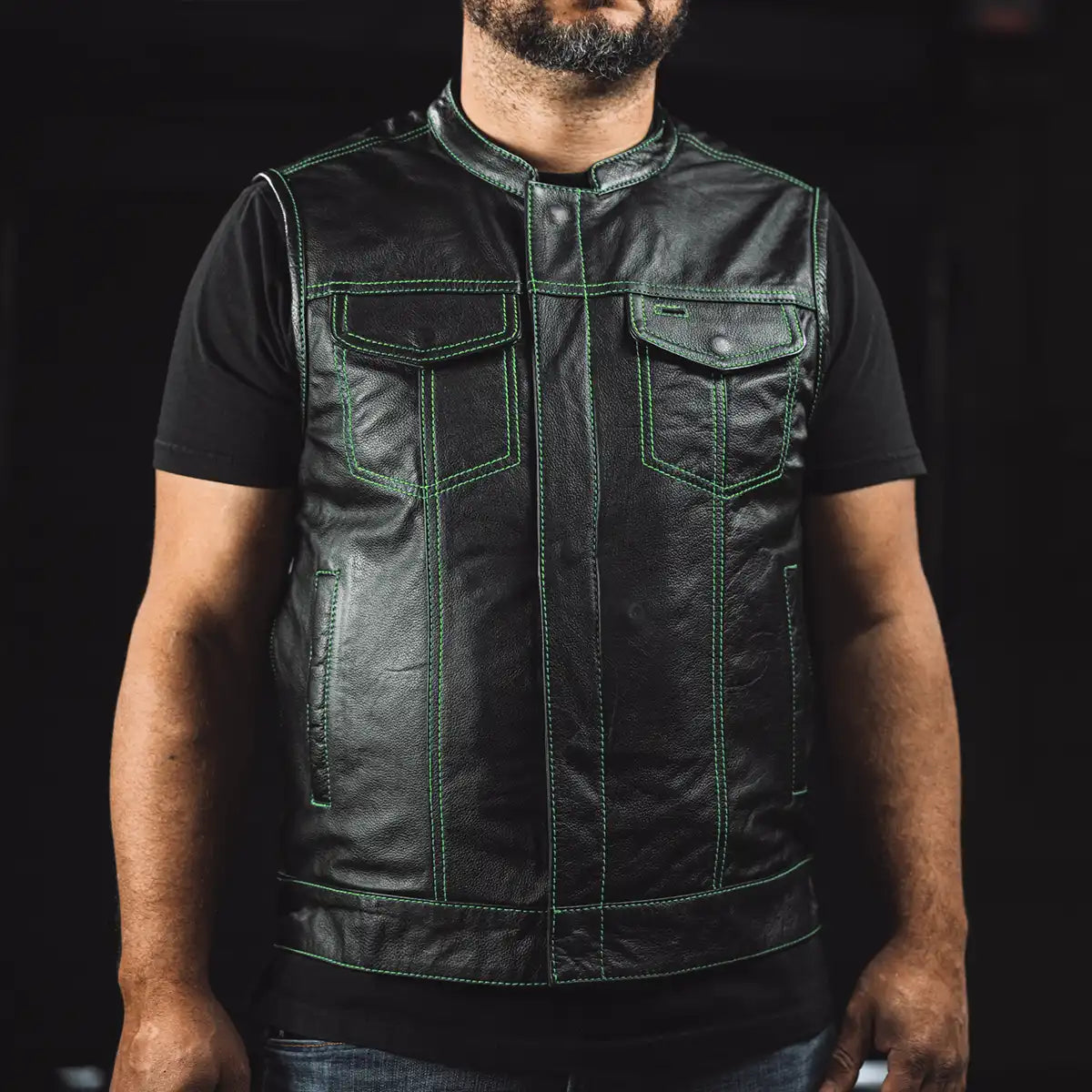 Tressivo-The Cut Men's Motorcycle Leather Vest, Multiple Color Options - Tressivo
