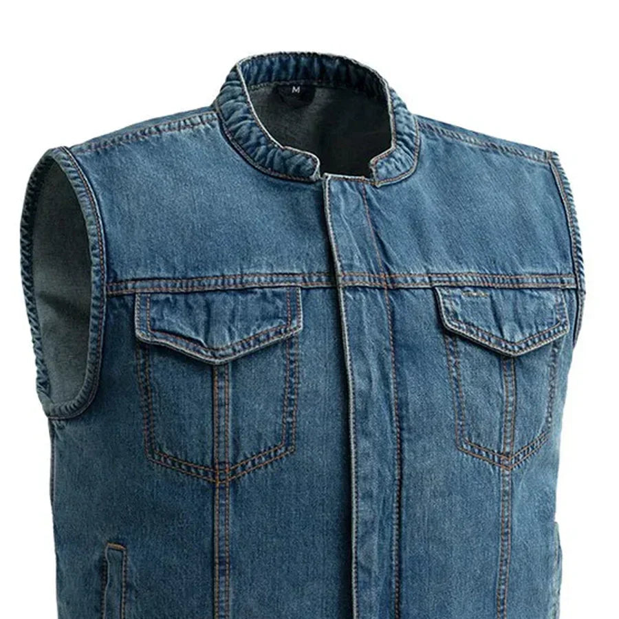Tressivo-Havoc Men's Denim Motorcycle Vest - Tressivo