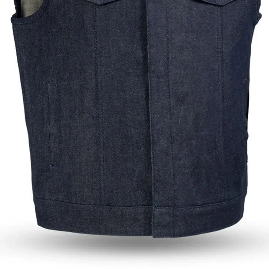Tressivo-Haywood Men's Motorcycle Denim Vest - Blue - Tressivo