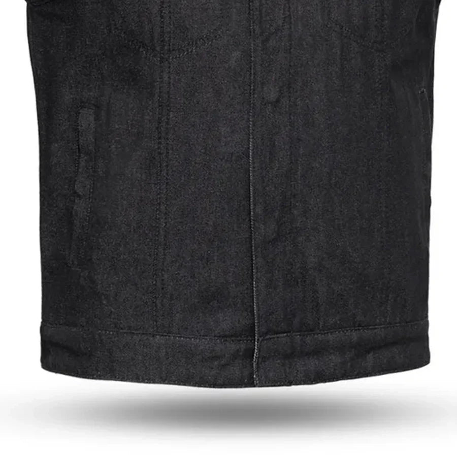 Tressivo-Haywood Men's Motorcycle Denim Vest - Black - Tressivo