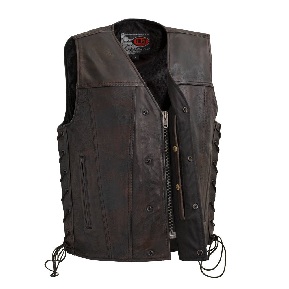 Tressivo-High Roller Men's Motorcycle Leather Vest - Tressivo