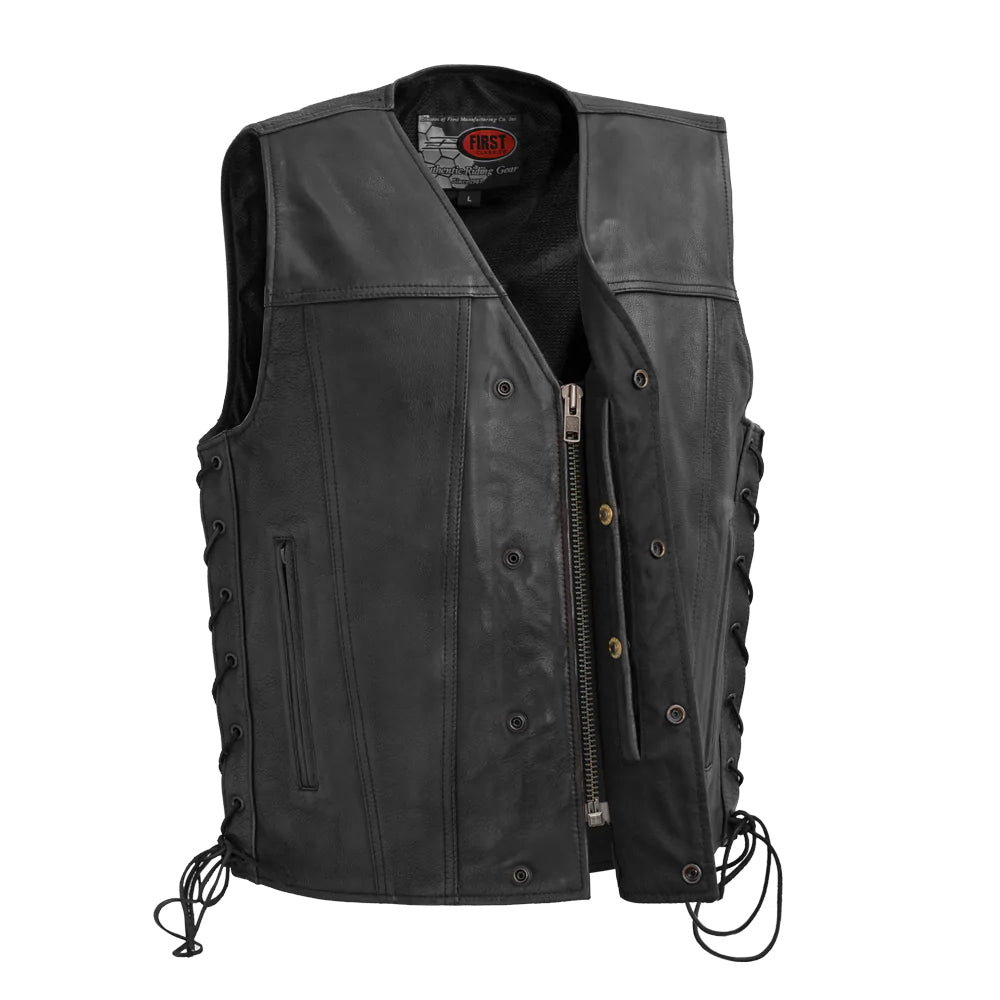 Tressivo-High Roller Men's Motorcycle Leather Vest - Tressivo