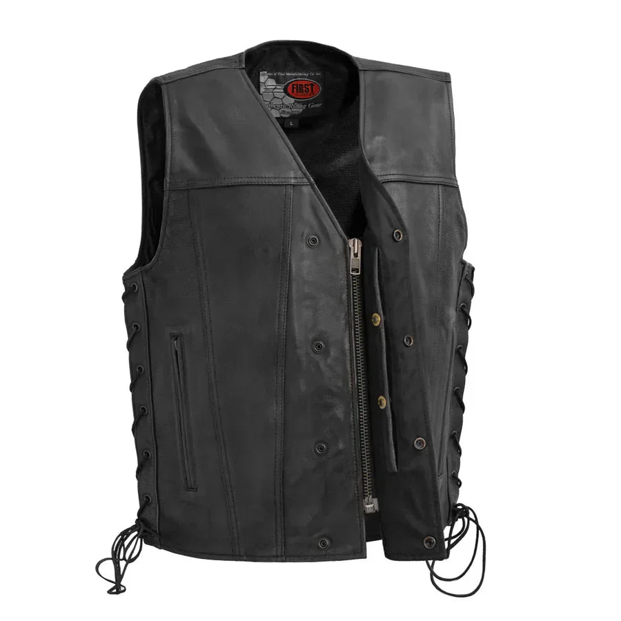 Tressivo-High Roller Men's Motorcycle Leather Vest - Tressivo