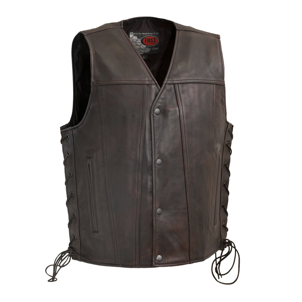 Tressivo-High Roller Men's Motorcycle Leather Vest - Tressivo