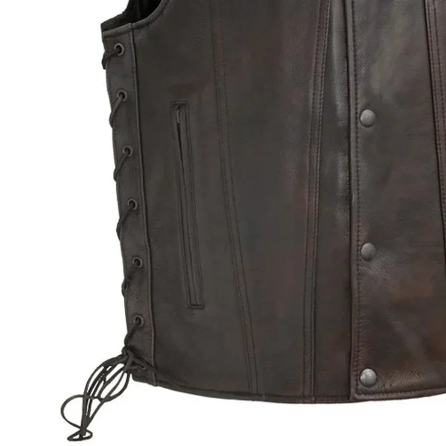 Tressivo-High Roller Men's Motorcycle Leather Vest - Tressivo