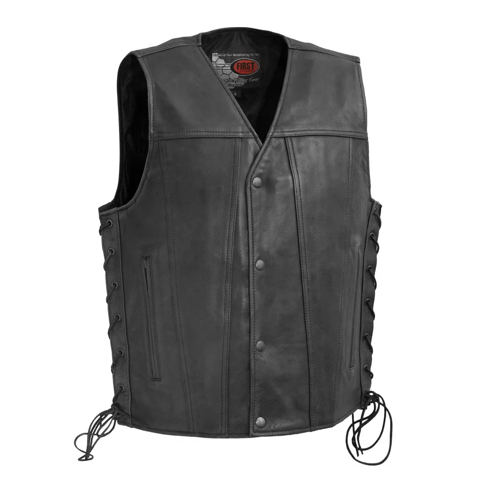 Tressivo-High Roller Men's Motorcycle Leather Vest - Tressivo