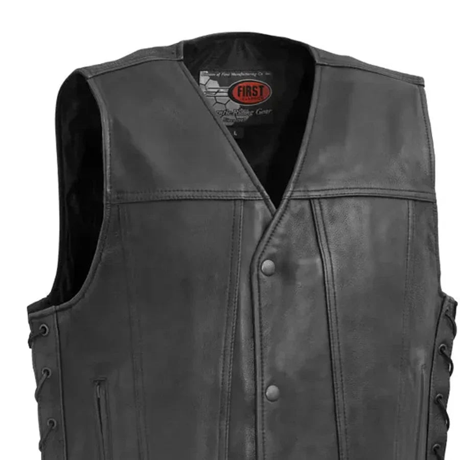 Tressivo-High Roller Men's Motorcycle Leather Vest - Tressivo