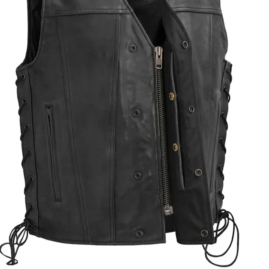 Tressivo-High Roller Men's Motorcycle Leather Vest - Tressivo