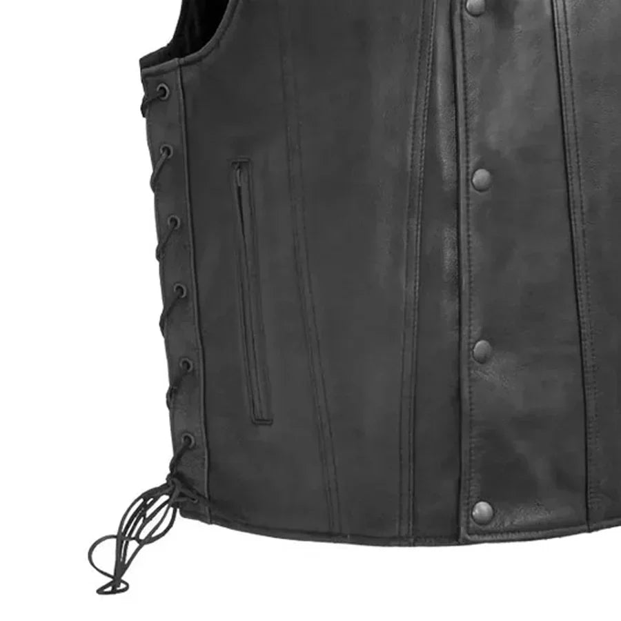 Tressivo-High Roller Men's Motorcycle Leather Vest - Tressivo
