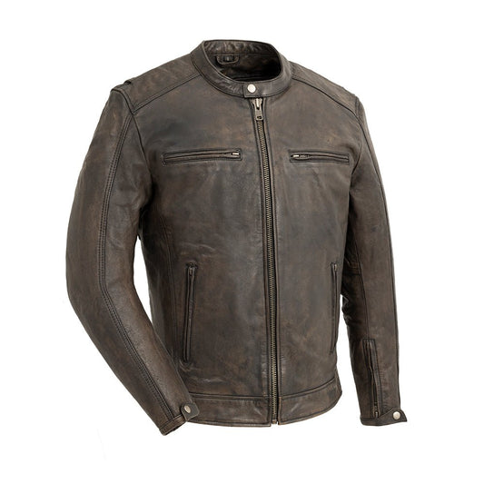Tressivo-Hipster Men's Motorcycle Leather Jacket - Tressivo