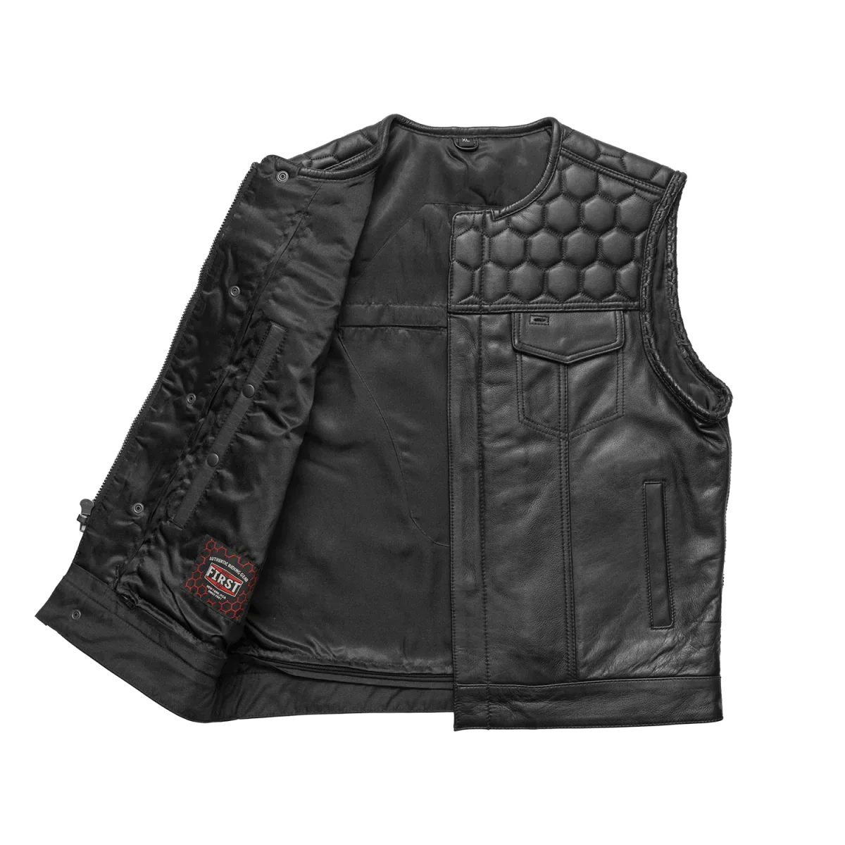 Tressivo-Hornet Men's Club Style Leather Vest - Tressivo