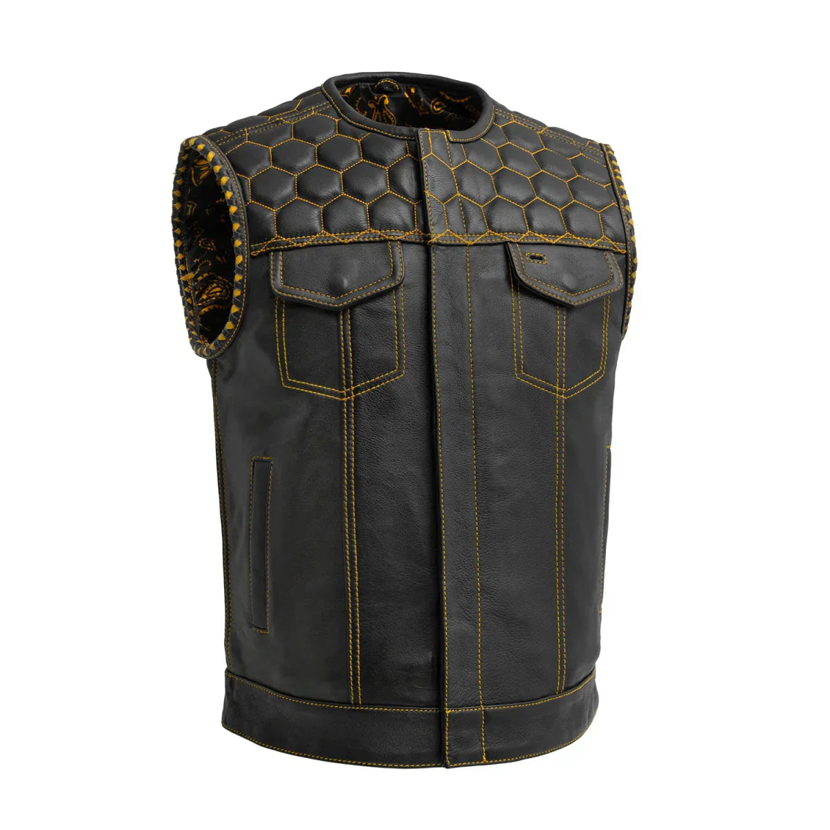Tressivo-Hornet Men's Club Style Leather Vest - Tressivo