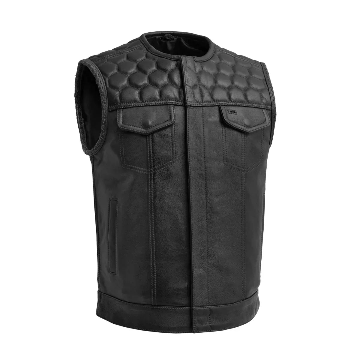 Tressivo-Hornet Men's Club Style Leather Vest - Tressivo