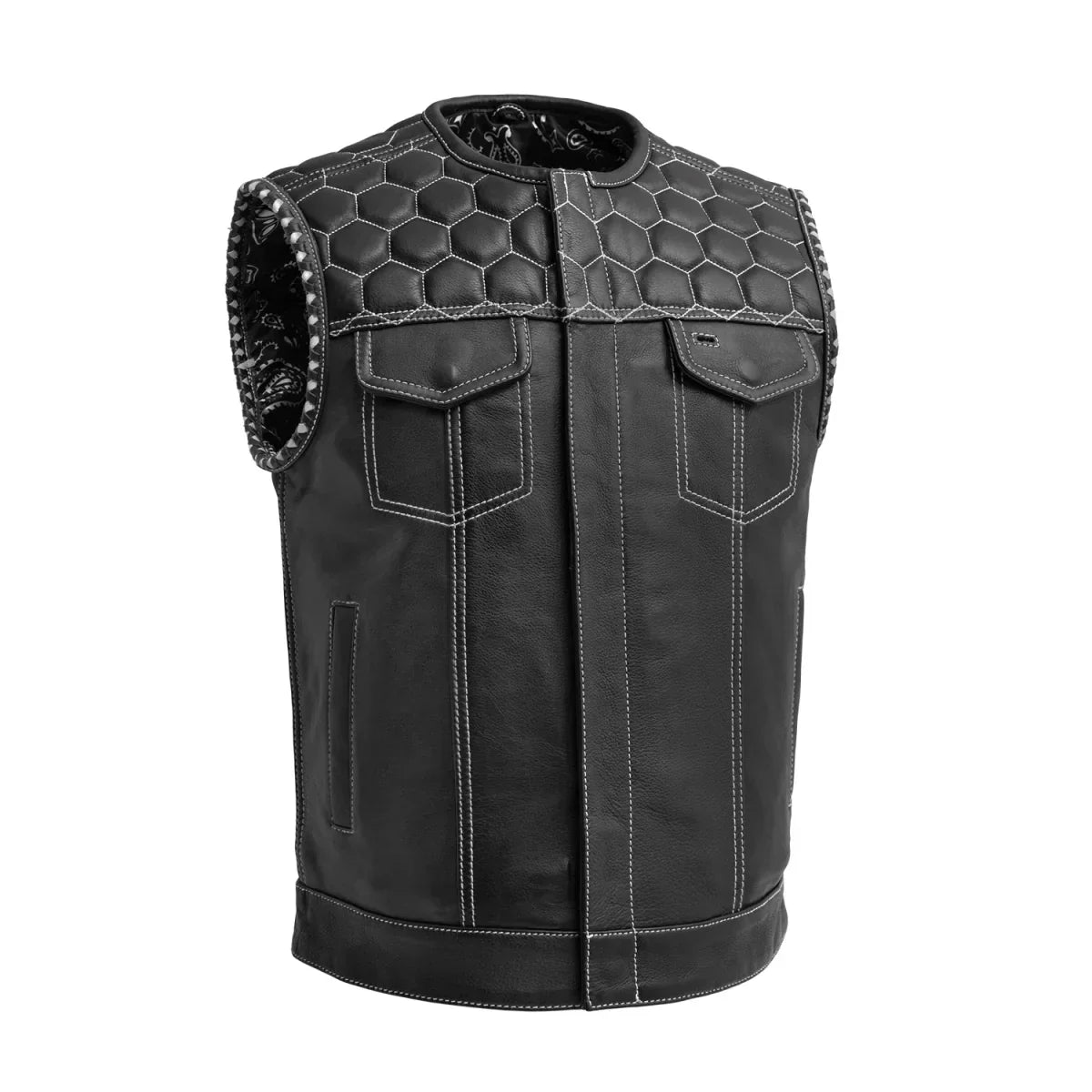 Tressivo-Hornet Men's Club Style Leather Vest - Tressivo
