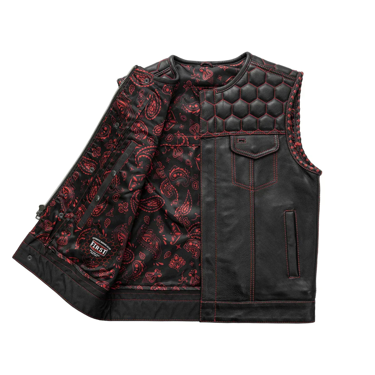 Tressivo-Hornet Men's Club Style Leather Vest - Tressivo