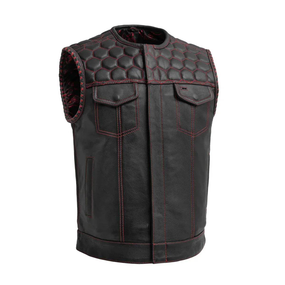 Tressivo-Hornet Men's Club Style Leather Vest - Tressivo