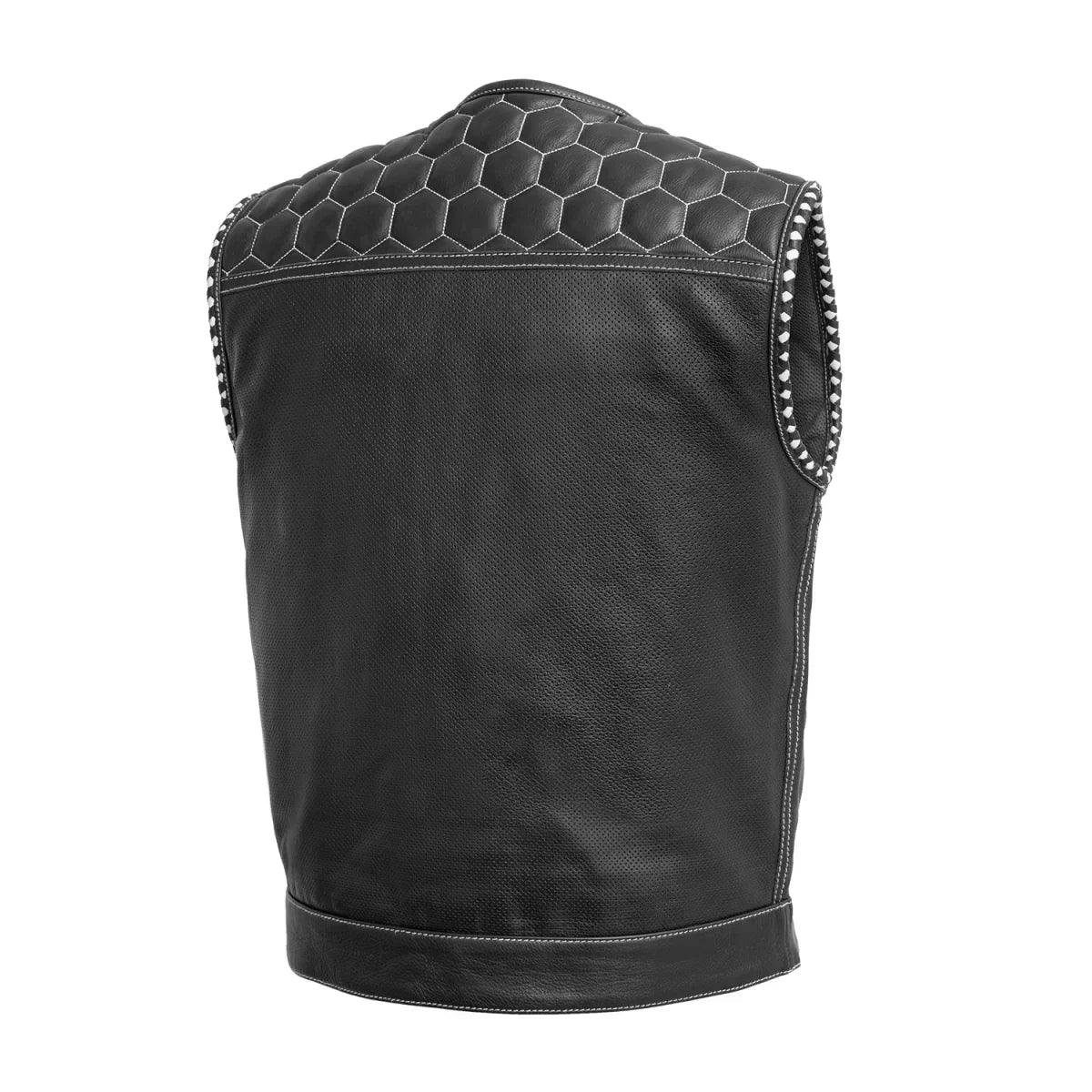 Tressivo-Hornet Perforated Men's Club Style Leather Vest - Tressivo