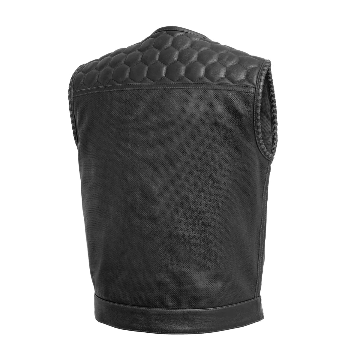Tressivo-Hornet Perforated Men's Club Style Leather Vest - Tressivo