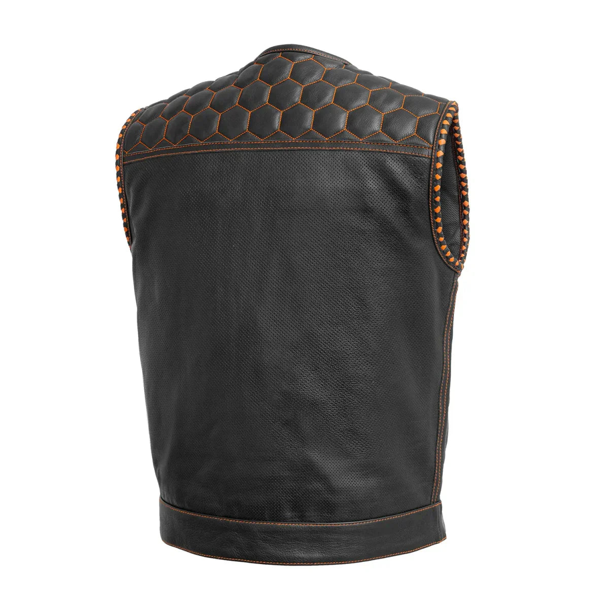 Tressivo-Hornet Perforated Men's Club Style Leather Vest - Tressivo